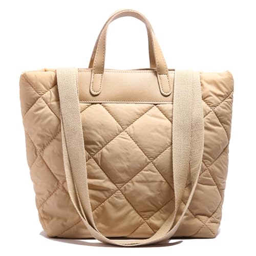 Junerain Frauen Nylon Puffer Einkaufstasche gesteppte Umhängetasche mit innerer Tasche Feste Farbbeutel for Arbeitsreisen von Junerain