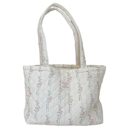 Junerain Frauen gesteppt Diamantgitter Handtasche große Kapazität Stilvolle Pendlertasche Leicht gepolstert Baumwolle Herbst Winter von Junerain