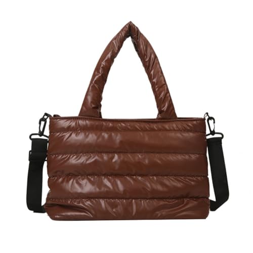 Junerain Gesteppt Puffer Handtasche Damen Umhängetasche,Flauschige Tote Taschen Für Frauen,Große Kapazität Daunen gepolstert Hobo Umhängetasche Leichte Winter Baumwolle Gepolstert Crossbody Tasche von Junerain