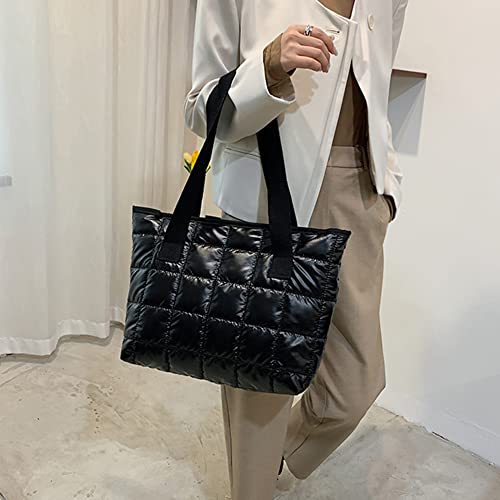 Junerain Große Kapazität Stepp Einkaufstaschen Frauen Nylon Tuch Schulter Taschen Weibliche Casual Tote Handtaschen for Mädchen Frauen Straße von Junerain