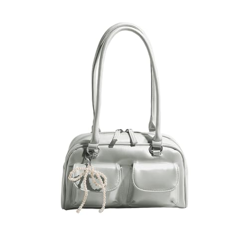 Junerain Leder -Umhängetasche for Frauen mit Pendellaner einfacher Pendlertasche (Silber) von Junerain