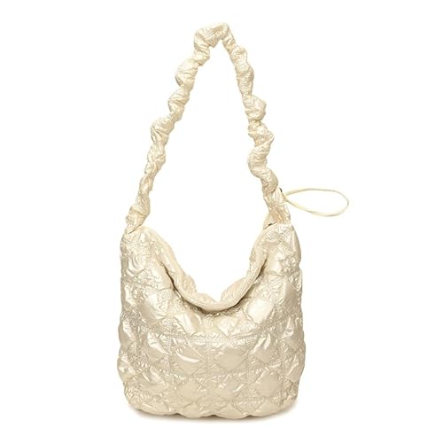 Junerain Nylon gestepptes Umhängetasche Top-Griff Hobo Bag Bubble Bag for Frauen (weiß) von Junerain