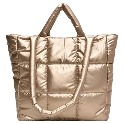 Junerain Puffer Einkaufstasche for Frauen gesteppte Umhängetasche Polsterung Puffy Tasche mit Reißverschluss for die Arbeit Travel Fitnessstudio von Junerain