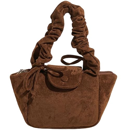 Junerain Quadratische Achselbeutel PU Leder Crescent Umhängetasche for Frauen täglich (braun) von Junerain