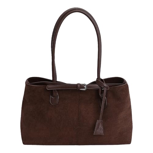 Junerain Retro Wildleder -Einkaufstasche große Gürtel -Achselhöhlen -Achselbeutel for Frauen täglich (Kaffee) von Junerain