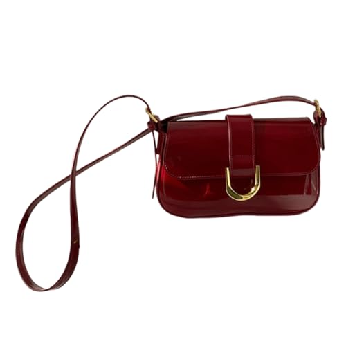 Junerain Rote Umhängetasche for Damen, Y2K-Halbmond-Hobo-Tasche, kleine Tragetasche, Damen-Umhängetaschen aus veganem Leder, Retro-rote Y2K-Unterarmtasche, Herbst-Modetasche von Junerain