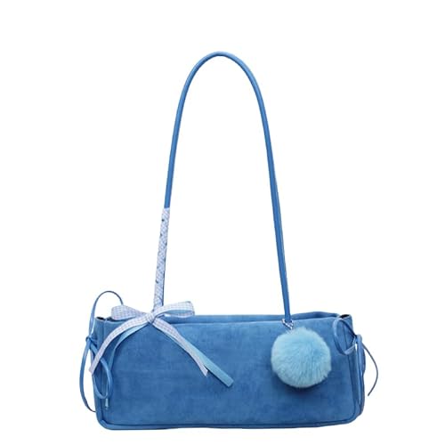 Junerain Wildleder Bogen Umhängetasche Top-Griff-Tasche for Frauen Mädchen Damen täglich (blau) von Junerain