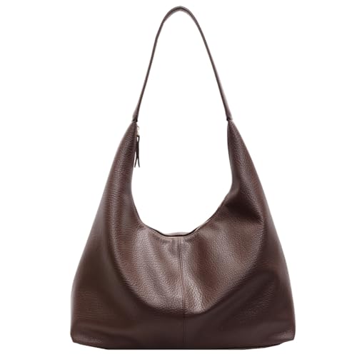 Slouchy Hobo -Tasche for Frauen Reißverschluss Abschluss Umhängetasche PU Leder große Kapazität Einkaufstasche Solid Farbhandtasche for Reiseeinkaufsarbeit von Junerain