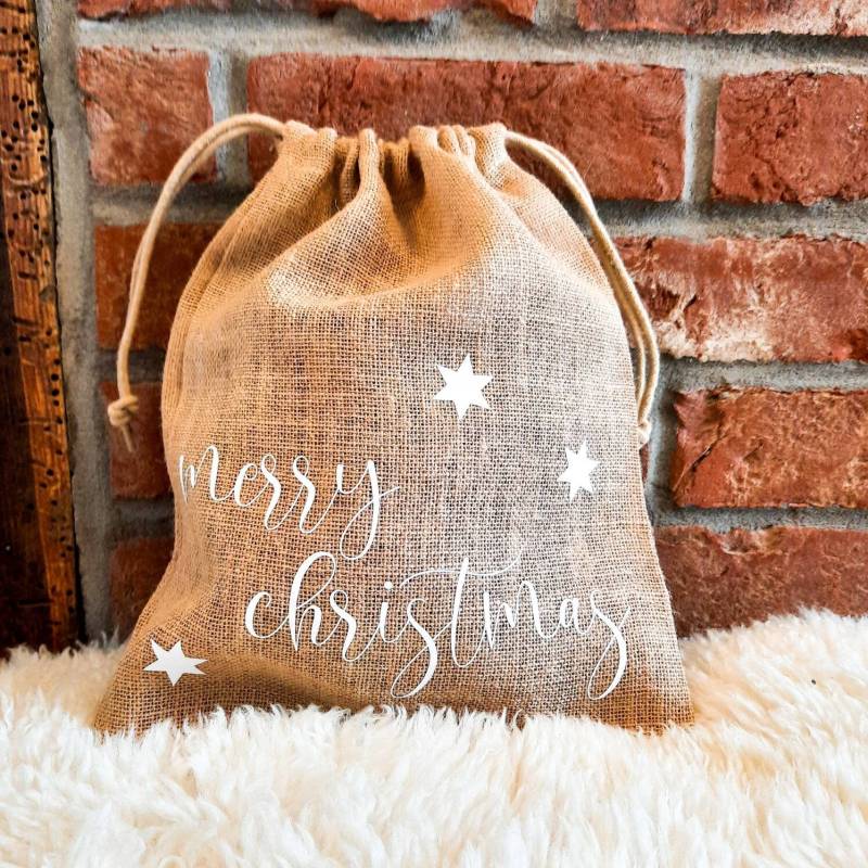Jutesack I Merry Christmas Nikolaussack Geschenksack Weihnachten von JunessaHandmade