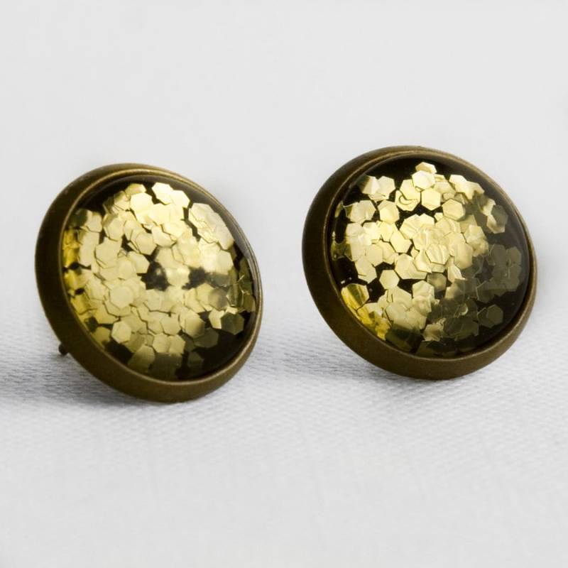 Gold Chunky Glitter Post Ohrringe in Antiker Bronze - Helles Gemischt Sechseckige Ohrstecker Gold Chunky Glitter Post Ohrringe in Antiker Bronze - Helles Gemischt Sechseckige Ohrstecker von JunestoneMarket
