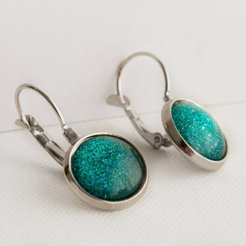 Mermaid Tears Brisur Ohrringe in Silber - Türkis Blau Grün Glitter Mermaid Tears Brisur Ohrringe in Silber - Türkis Blau Grün Glitter von JunestoneMarket