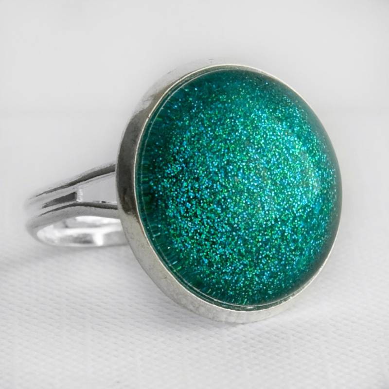 Mermaid Tears Ring in Silber - Türkis Blau Grün Glitter Cocktail Mermaid Tears Ring in Silber - Türkis Blau Grün Glitter Cocktail von JunestoneMarket