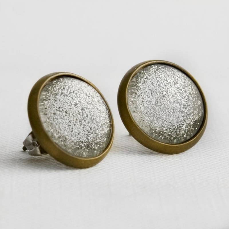 Silber Tinsel Ohrstecker in Antike Bronze - Funkeln Glitzer Ohrstecker, Festliche Ohrringe, Urlaub Handgefertigte Fake Plugs von JunestoneMarket