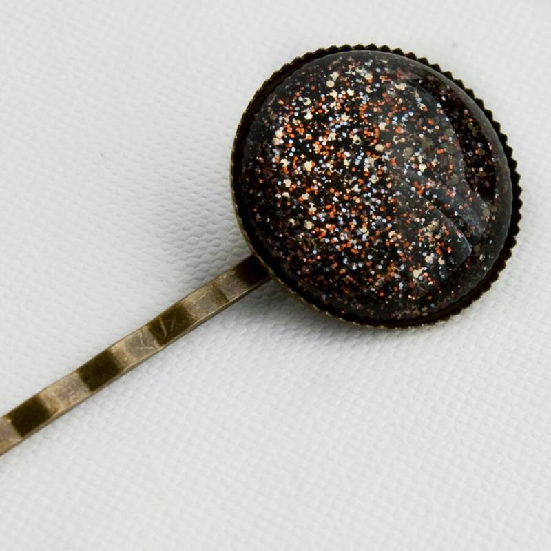 Tiger Glitter Große Runde Haarnadel - Glitzernde Orange, Silber, Schwarz Und Hellgold Haarspange Tiger Glitter Große Runde Haarnadel - Glitzernde Orange, Silber, Schwarz Und Hellgold Haarspange von JunestoneMarket