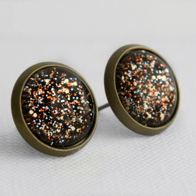 Tiger Glitter Post Ohrringe in Antiker Bronze - Glitzerndes Orange, Silber, Schwarz Und Helles Gold Ohrstecker Tiger Glitter Post Ohrringe in Antiker Bronze - Glitzerndes Orange, Silber, Schwarz Und Helles Gold Ohrstecker von JunestoneMarket