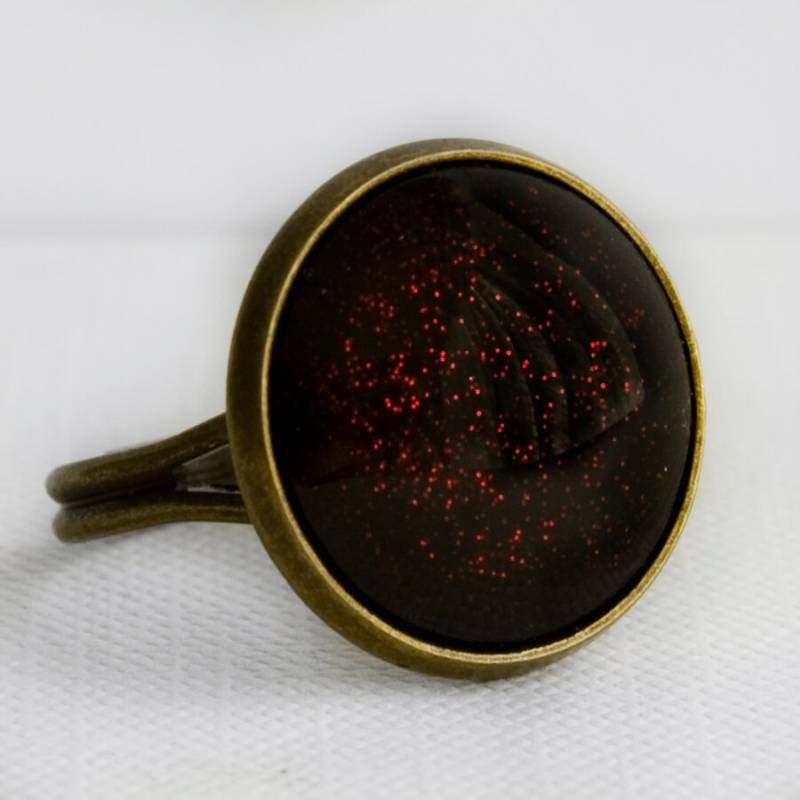 Vampiress Antique Bronze Ring - Rubinrot Und Schwarz Glitter Halloween Einstellbare Cocktail Vampiress Antique Bronze Ring - Rubinrot Und Schwarz Glitter Halloween Einstellbare Cocktail von JunestoneMarket
