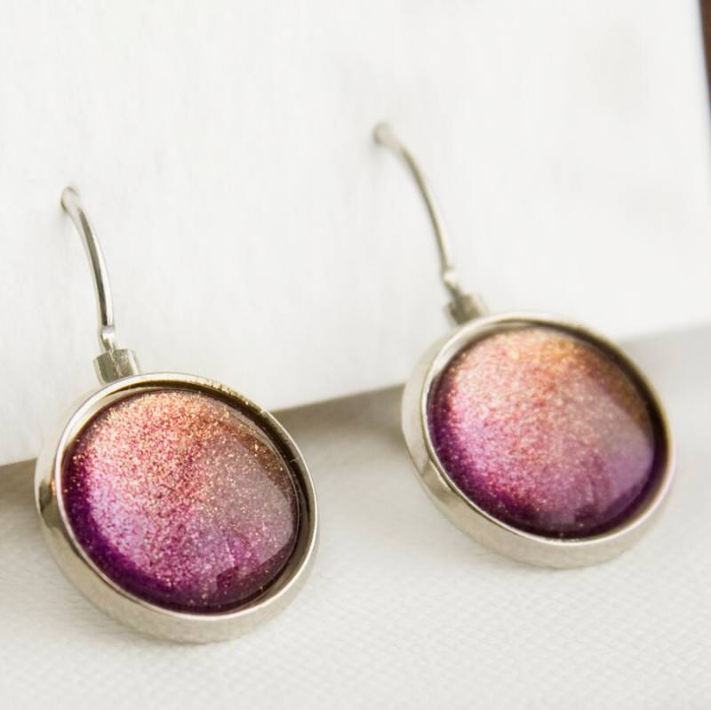 starlight Brisur Ohrringe in Silber - Pink, Orange, Gelb Farbverschieben Schimmer starlight Brisur Ohrringe in Silber - Pink, Orange, Gelb Farbverschieben Schimmer von JunestoneMarket