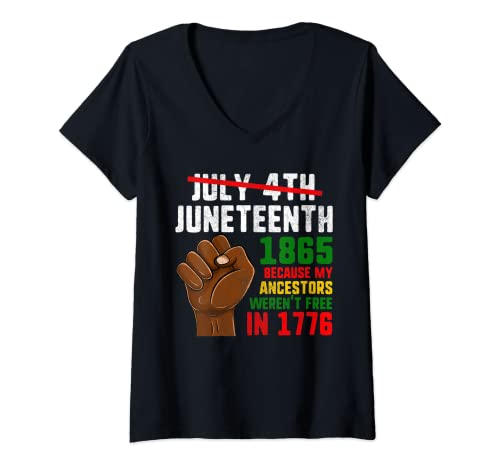Damen Juneteenth T-Shirt für Damen und Herren, Juneteenth Freedom 1865 T-Shirt mit V-Ausschnitt von Juneteenth T Shirts Women Men Clothing Co