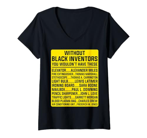 Damen Vergessene Schwarze Erfinder feiern den Monat der schwarzen Geschichte T-Shirt mit V-Ausschnitt von Juneteenth Women Black History Month 2024