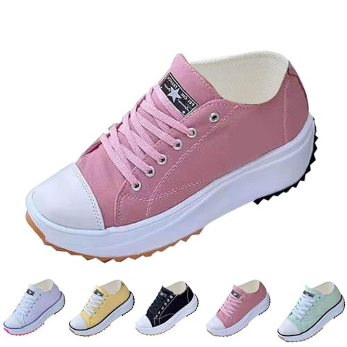 Elsvia Orthopädische Canvas-Wanderplattform-Sneaker, Elsvia Orthopädische Canvas-Wanderung, Plateau-Sneaker, Schuhe für Damen, rose, 40 EU von Juneyou