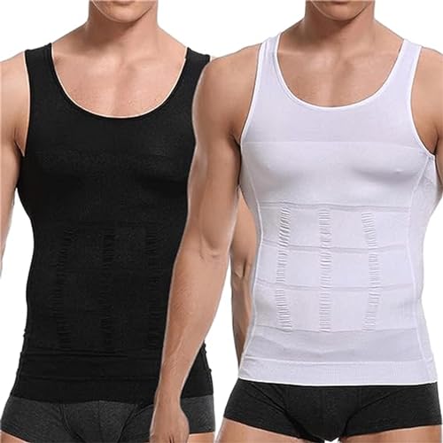 Shaperluv Tank 2.0, Shaperluv Tank 2.0 Herren, Shaperluv Male Shaper Tank, Guys Compression Body Shaper Bauchwesten, schwarz/weiß, L von Juneyou