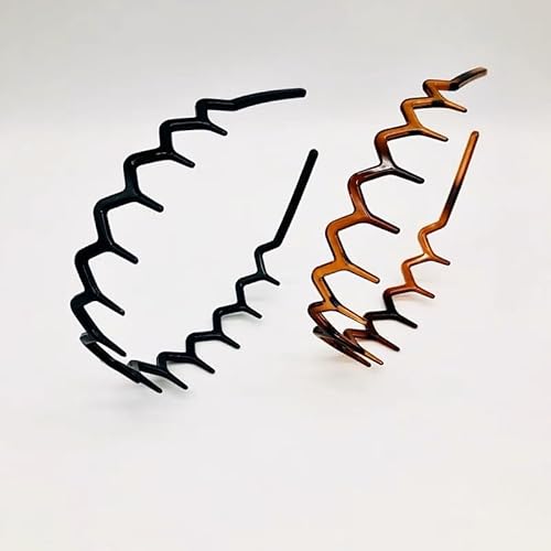 Junfamilee Zickzack-Stirnband mit Zähnen, für Damen, gewellter Haarkamm, Zick-Zack-Kunststoff, Zahnhaarkamm, Kunststoff-Stirnband für Haar-Accessoires, 2 Stück, Schwarz / Braun Junfamilee Zickzack-Stirnband mit Zähnen, für Damen, gewellter Haarkamm, Zick-Zack-Kunststoff, Zahnhaarkamm, Kunststoff-Stirnband für Haar-Accessoires, 2 Stück, Schwarz / Braun von Junfamilee