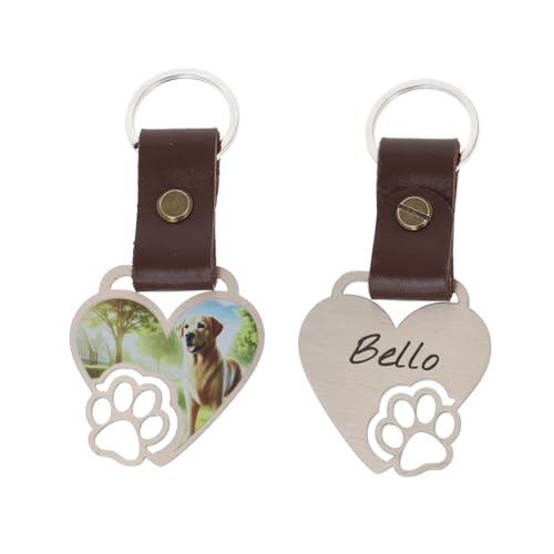 Jung Edelstahl Design – Personalisierter Schlüsselanhänger mit Foto & Gravur – Herz mit Hundepfote aus Edelstahl & Lederband – Geschenk für Tierliebhaber z.B. Katzenfans (Herz mit Pfote, braun) von Jung Edelstahl Design