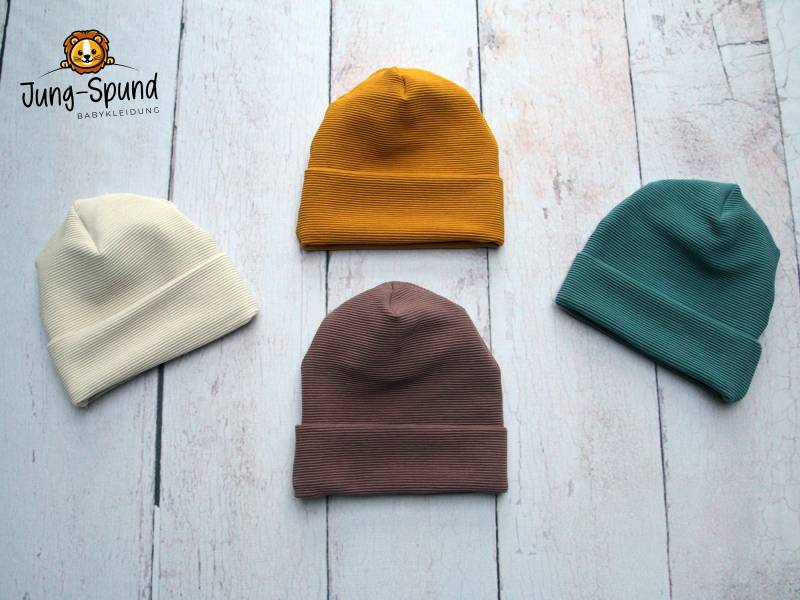 Hippster Beanie Baby Kleinkind Mütze Verschiedene Farben Aus Ripp-Jersey von JungSpundVonSarah