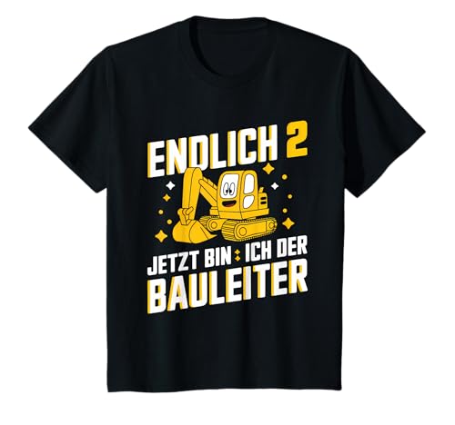 Kinder 2. Geburtstag Deko 2 Jahre Junge Bagger Outfit T-Shirt von Junge 2 Jahre Bagger Party Geburtstag