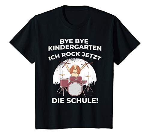 Kinder Kinder Bye Bye Kindergarten Ich rock jetzt die Schule Hund T-Shirt von Junge Erstklässler Rock Einschulung Geschenk Co.