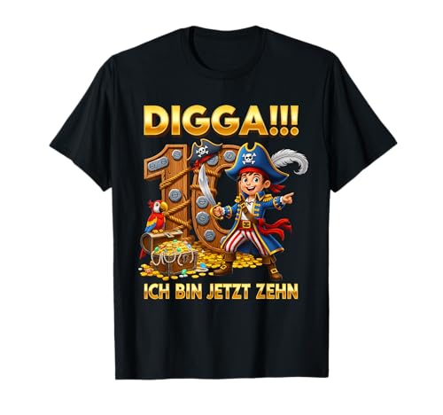 Digga!!! Ich Bin jetzt Zehn 10th Birthday Boy T-Shirt Digga!!! Ich Bin jetzt Zehn 10th Birthday Boy T-Shirt von Junge Geschenkeideen 10. Geburtstag Outfit