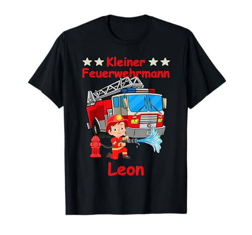 Kinder Feuerwehr Feuerwehrauto Kleiner Feuerwehrmann Leon T-Shirt Kinder Feuerwehr Feuerwehrauto Kleiner Feuerwehrmann Leon T-Shirt von Junge Personalisierte Feuerwehr Designs für Kinder