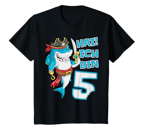 Kinder Hai! Ich bin 5 Hai Piratenkostüm 5. Geburtstag Pirat Hai T-Shirt Kinder Hai! Ich bin 5 Hai Piratenkostüm 5. Geburtstag Pirat Hai T-Shirt von Junge Piraten Party Geburtstagsgeschenk