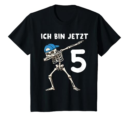 Kinder 5 Geburtstag Geschenk Skelett 5 Jahre Alt Junge T-Shirt von Junge T-Shirt 5 Geburtstag Dabbing Skelett