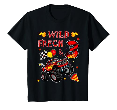 Kinder Geburtstag Monster Truck - Wild frech und Drei - Junge 3 T-Shirt von Junge ferngesteuert RC Auto Geburtstagsshirt Truck