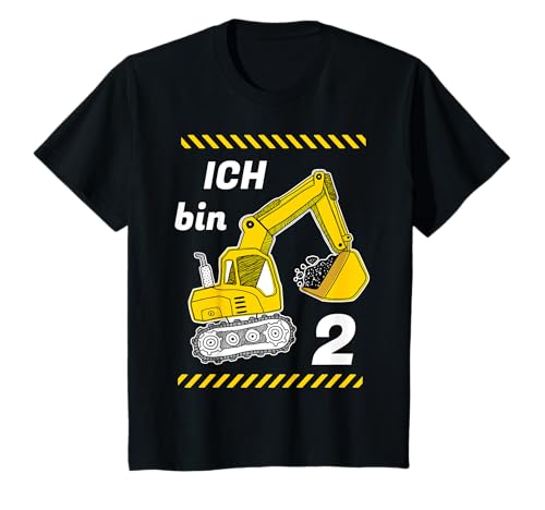 2 Jahre 2. Geburtstag Junge Jungen Geschenk Bagger Baustelle T-Shirt von Jungen 2 Jahre Geschenkideen Junge Geschenke cool