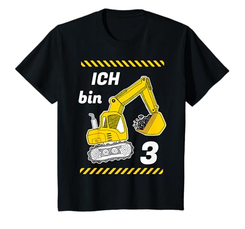 3 Jahre Jungen Geschenk 3. Geburtstag Junge Bagger Baustelle T-Shirt von 3 Jahre Jungen Geburtstagsshirt Geschenke cool