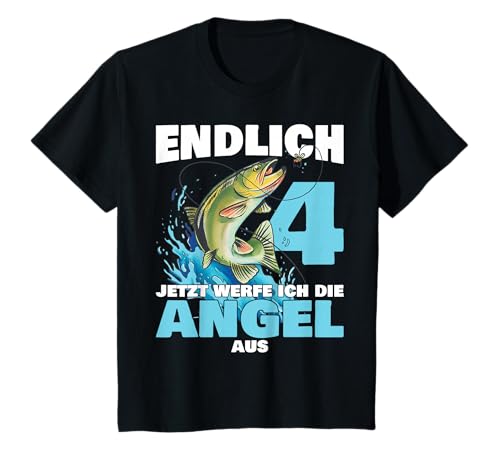 4 Jahre Angler | 4. Geburtstag Jungen Fischer Fischen Angeln T-Shirt von Jungen Fischer Anlger Designs Zum Kindergeburtstag