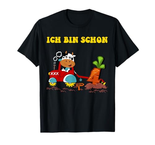 Kinder Ich bin 4 Jahre lustig Geburtstag Traktor mit Kuh T-Shirt Kinder Ich bin 4 Jahre lustig Geburtstag Traktor mit Kuh T-Shirt von Jungen Geburtstag Cool lustig Traktor mit Kuh