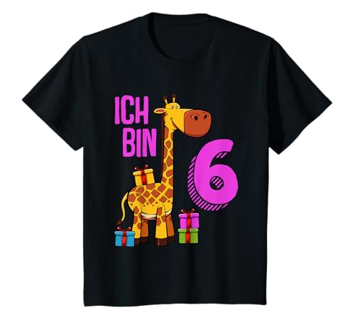 Ich bin 6 Jahre Giraffe Junge Mädchen 6. Geburtstag Geschenk T-Shirt von Jungen & Mädchen Giraffe Geburtstags Geschenke