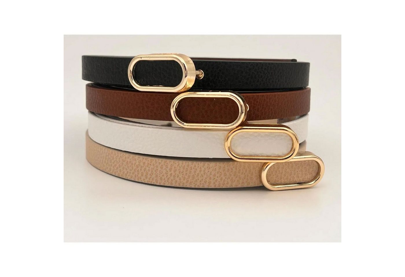 Jungengel Hüftgürtel 4er Set Taillengürtel Modegürtel Damenriemen Ziergürtel Schmal-Gürtel (Gürtel-Set, 4-St., 4 Gürtel in unterschiedlichen Farben) Fashion-Gürtel in Lederoptik, vielseitig kombinierbar, Kunstleder von Jungengel