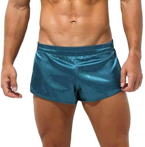 Herren Boxershorts Retro Shorts Satin Glanz Shorts Kurze Hose Unterhosen Pants Boxer Brief Trunk Männer Unterwäsche Nachtwäsche Pyjama Hose (L,Grün) von Jungerhouse