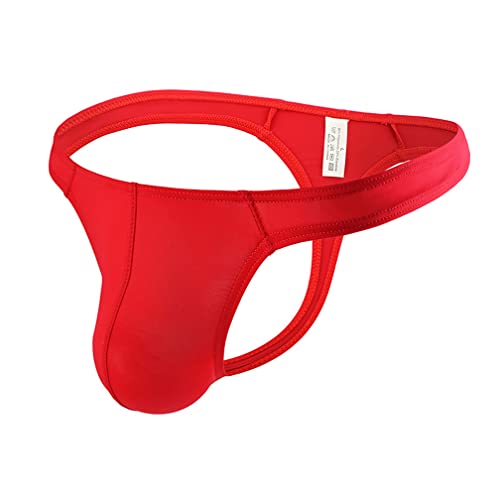 Herren G-Strings Eisseide Durchscheinend Sexy Jockstrap Tanga Männer G-Strings Thongs Gay Unterwäsche Briefs Unterhosen Zeige Die Hüften T-Back Dessous Atmungsaktive Hipster (M,Rot) von Jungerhouse