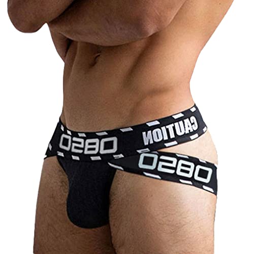 Herren-Jockstrap Tanga String Sexy Unterwäsche Baumwolle Briefs Atmungsaktiv Thong Low-Waist Slips G-String T-Back Reizvoll Dessous Zeige Die Hüften Unterhose Gay Suspensorium Unterhosen (M,Schwarz) von Jungerhouse