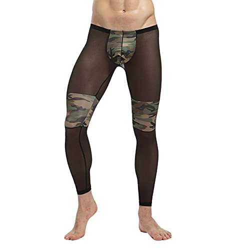 Herren Leggings ColdGear Strumpfhose Transparente Durchsichtig Unterhose Lang Tight Strech Hose Männer Skiunterwäsche unterwäsche Funktionsunterwäsche (M,Tarnmuster) von Jungerhouse