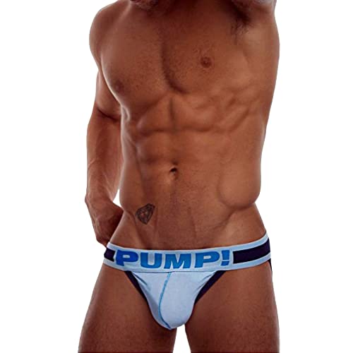 Herren String Unterwäsche Männer Jockstrap Unterhose Baumwolle Jock Strap Push Up G-String Slips Gay Suspensorium Tanga Dessous Briefs Atmungsaktiv Thong Zeige Die Hüften (L,Hellblau) von Jungerhouse