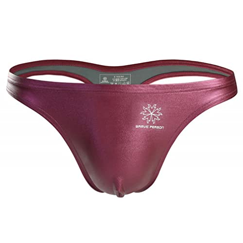 Herren Tangas String Thong Sexy Lackleder Jockstrap Erotische Unterwäsche Lack Briefs Unterwäsche Wetlook G- String Unterhosen für Sport und Freizeit T-Back Unterhosen Clubwear (XL,Weinrot) von Jungerhouse