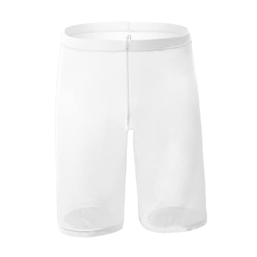 Herren Transparente Boxershorts Netz Shorts Lange Bein Boxer Shorts Männer Atmungsaktive Unterwäsche Sexy Unterhose (XL,Weiß) von Jungerhouse