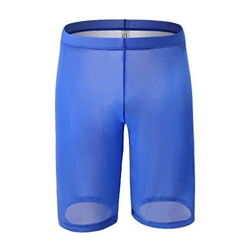 Herren Transparente Boxershorts Netz Shorts Lange Bein Boxer Shorts Männer Atmungsaktive Unterwäsche Sexy Unterhose (XXL,Blau) von Jungerhouse