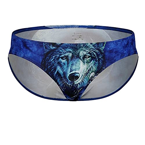 Herren Unterwäsche-Shorts Sexy Panty Atmungsaktive Badehose Herren Badeslip Kurz Eng Jungen Schwimmhose Freizeit Kurze Badehose aus weicher Baumwolle (L,Blauer Wolf) von Jungerhouse